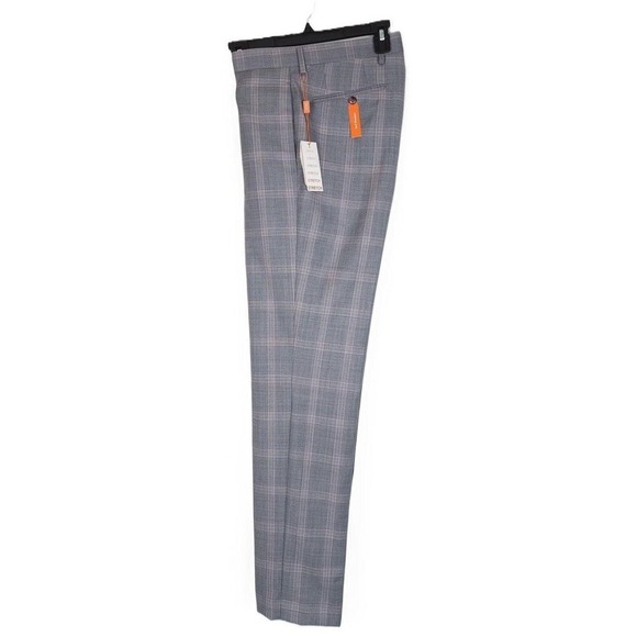 Tallia Men's Slim-Fit Stretch Wool Suit Pants Grey/Pink Plaid 30x32 NWT - Picture 4 of 4